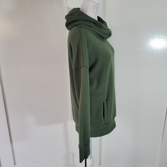 Zyia Active Size S Oh So Soft Olive Hoodie Cowl Neck Kangaroo Pocket Comfy Cozy - Picture 4 of 12